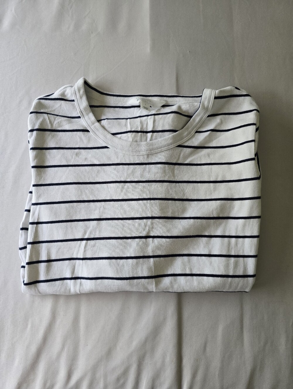Market&Spruce White And Black Ribbed Long Sleeve Size Large
